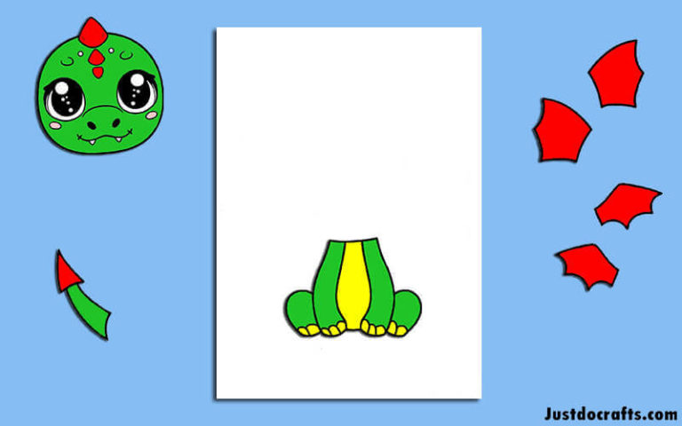 Paper Dragon craft. Free template printable - Just Do Crafts