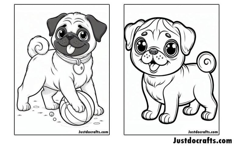 Pug Coloring Pages (Free PDF Printables) - Just Do Crafts