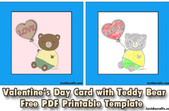 Valentine’s Day Card with Teddy Bear (Free PDF Printable Template)