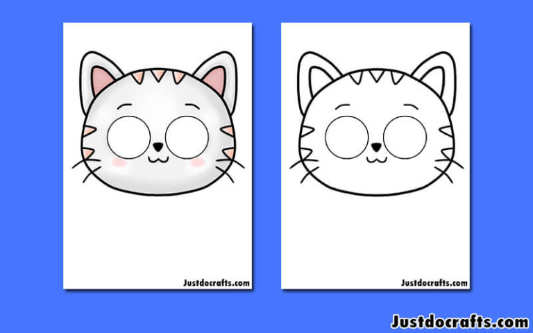 Cat Face Mask for Kids (Free PDF Printable Template) - Just Do Crafts