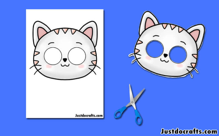 Cat Face Mask for Kids (Free PDF Printable Template) - Just Do Crafts