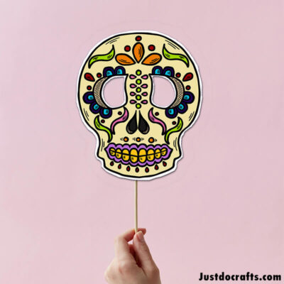 Sugar Skull Paper Mask (Free PDF printable template) - Just Do Crafts