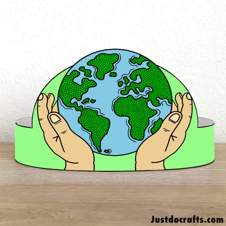Earth Day Paper Crown (Free PDF Printable Template) - Just Do Crafts