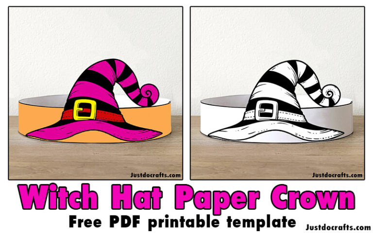 Witch Hat Paper Crown (Free PDF printable template) - Just Do Crafts