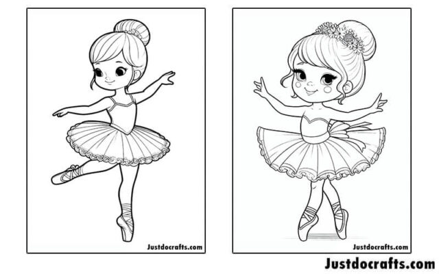 Ballerina Coloring Pages (Free PDF printable) - Just Do Crafts