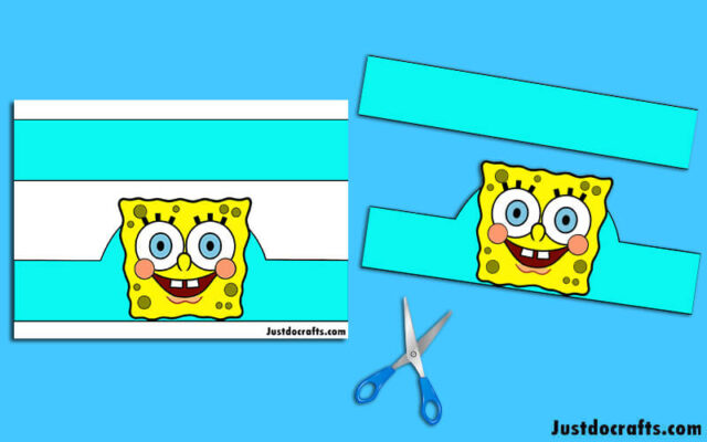 SpongeBob Paper Crown (Free PDF printable template) - Just Do Crafts