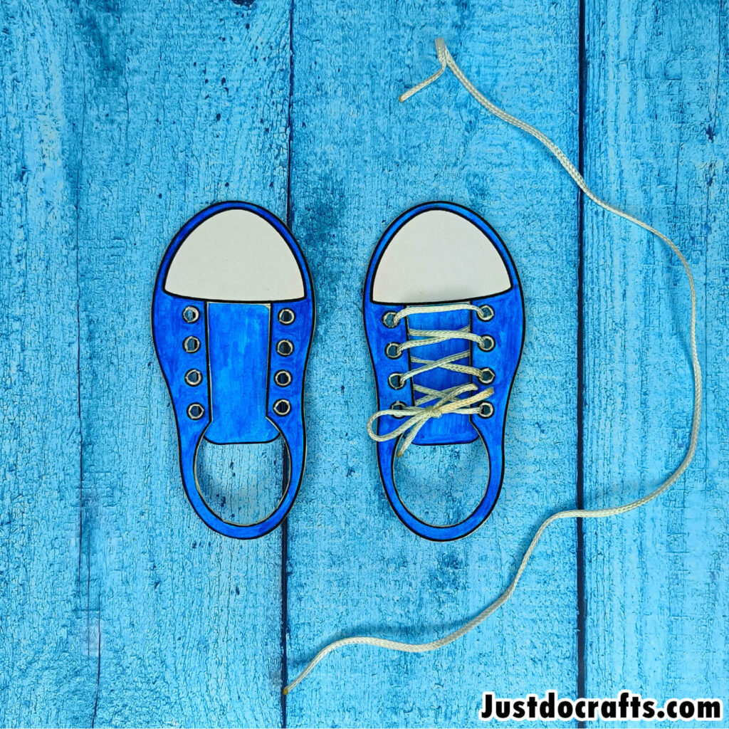 Paper Sneakers Craft with Laces (Free PDF printable template)