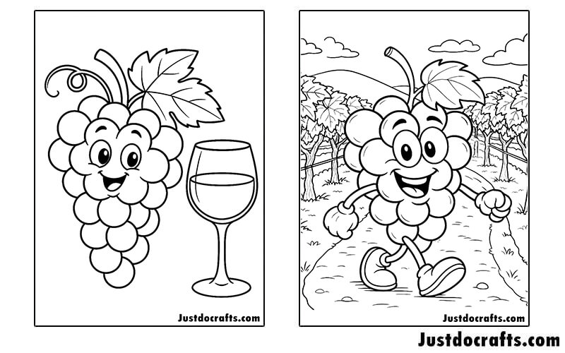 Grapes Coloring Pages (Free PDF printable)