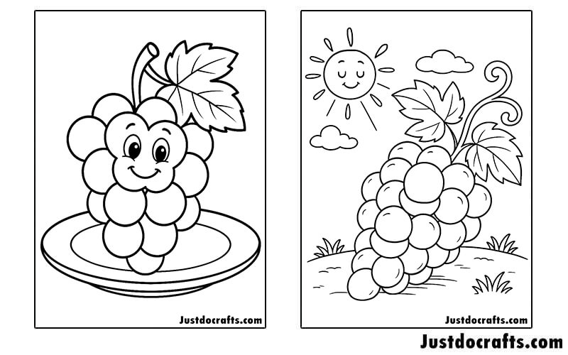 Grapes Coloring Pages (Free PDF printable)