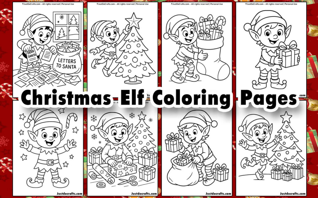 Christmas Elf Coloring Pages (Free PDF printable)
