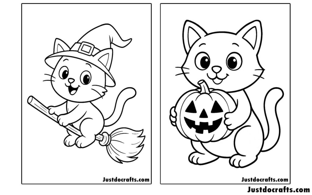 Halloween Cat Coloring Pages (Free PDF printable)