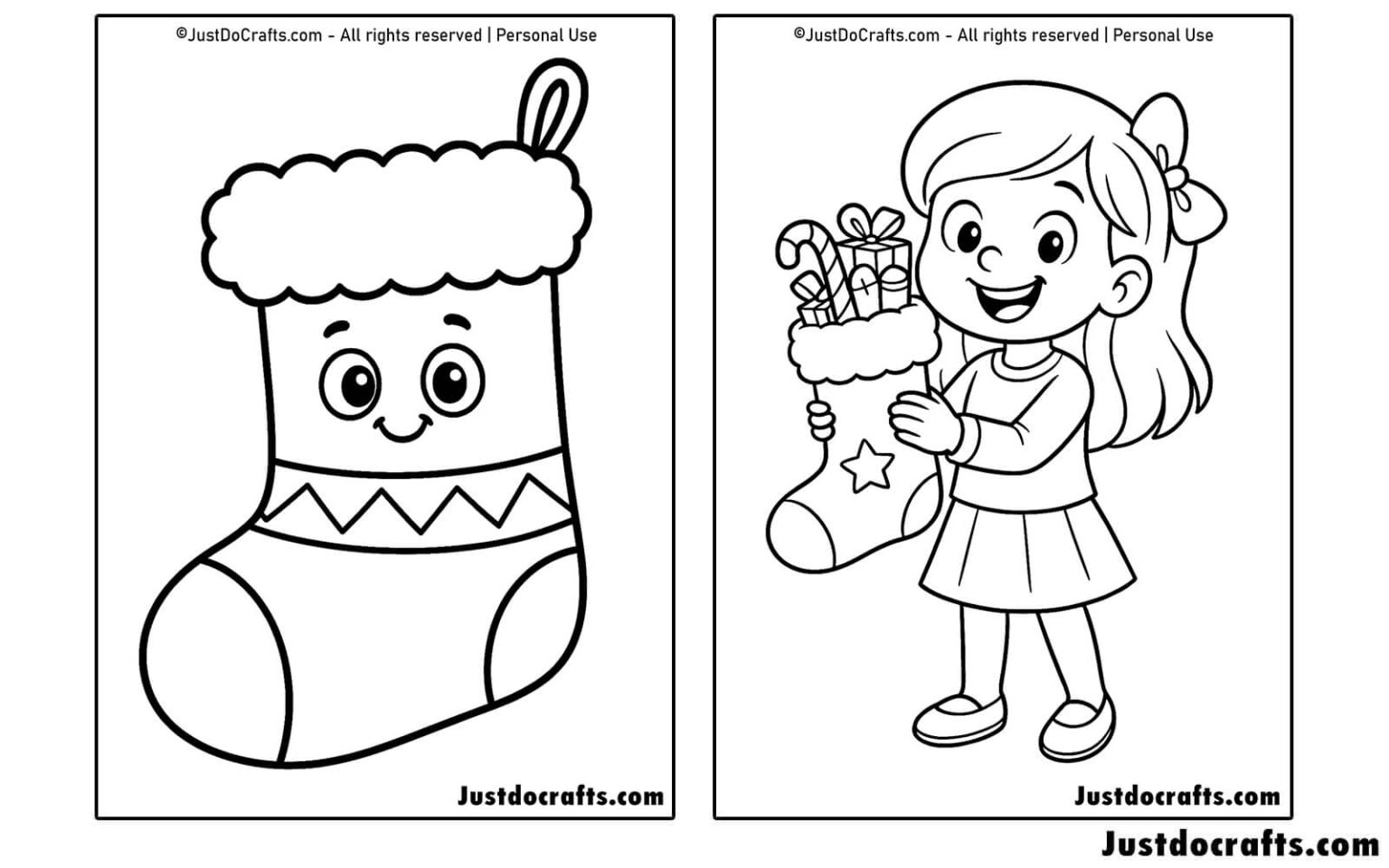 Christmas Stocking Coloring Pages (Free PDF printable) - Just Do Crafts