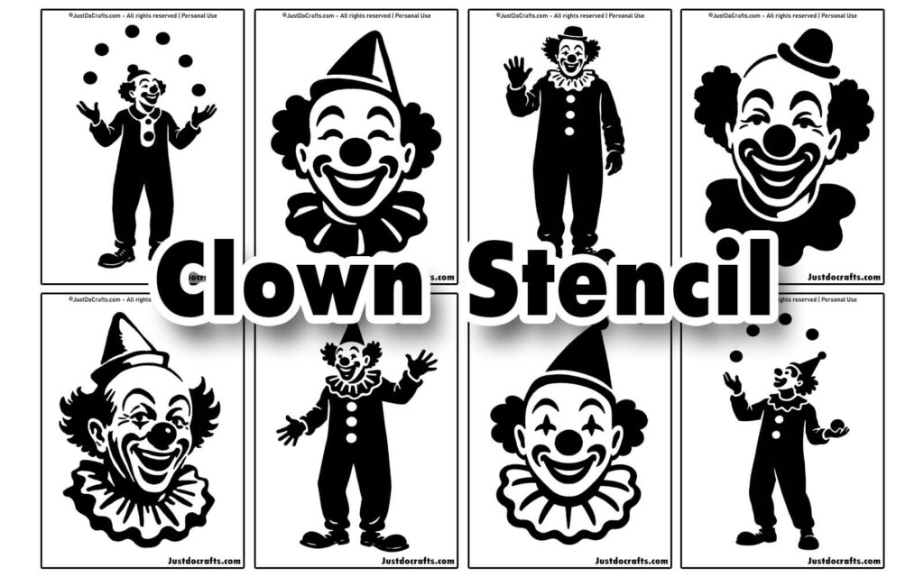 Clown Stencil (Free PDF Printable)