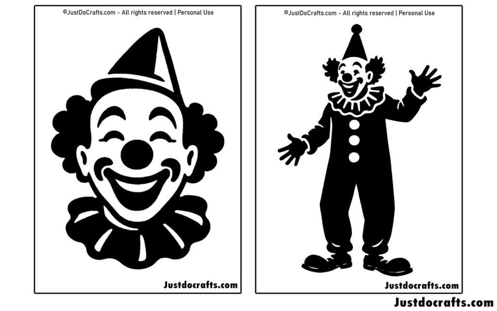 Clown Stencil (Free PDF Printable)